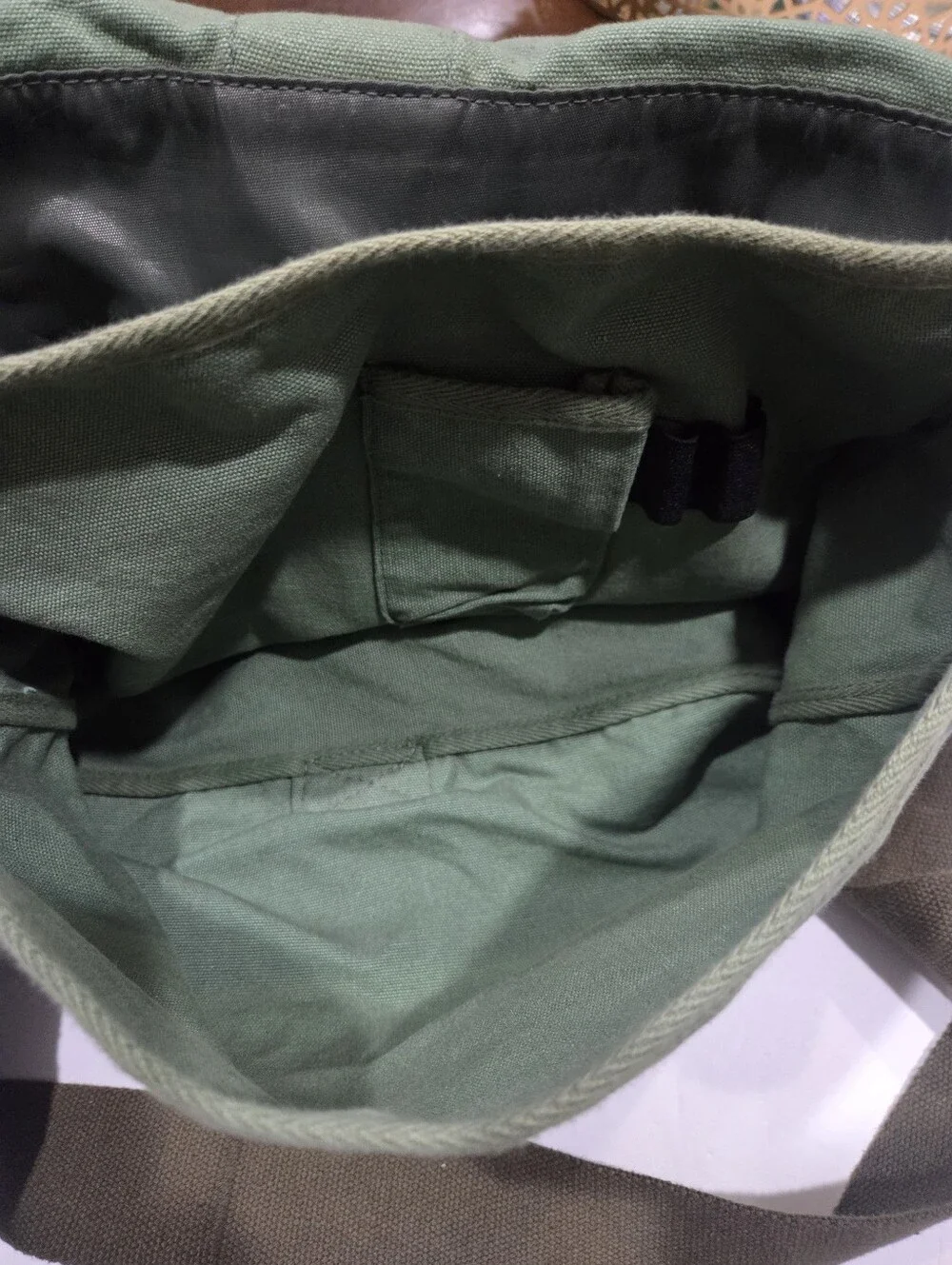 Dkny Olive Green Canvas Messenger Bag